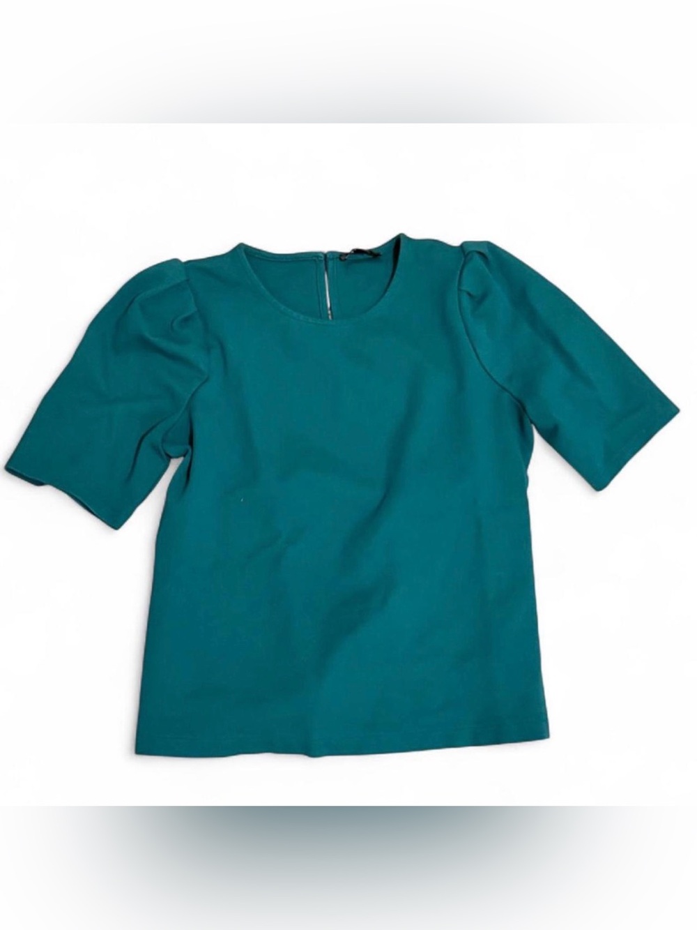 J. Crew Teal Puff Sleeve Top Size Small